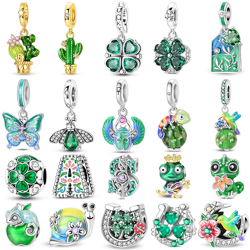 Red Clover Flower - New 925 Sterling Silver Green Four